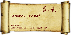 Simonek Anikó névjegykártya