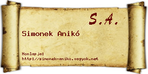 Simonek Anikó névjegykártya